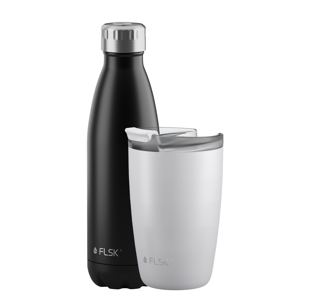 FLSK Trinkflasche und CUP To go-Becher aus der Essentials Series von FLSK