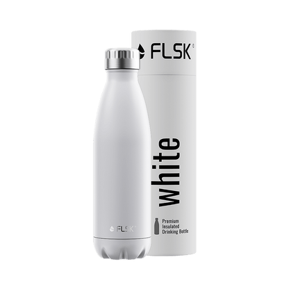 FLSK Trinkflasche 500 ml white aus Edelstahl mit Verpackung