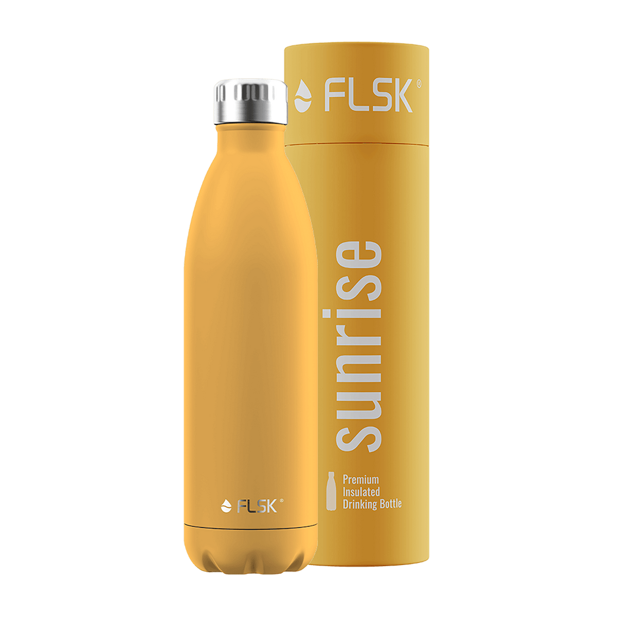 FLSK Trinkflasche 750 ml aus Edelstahl sunrise mit Verpackung
