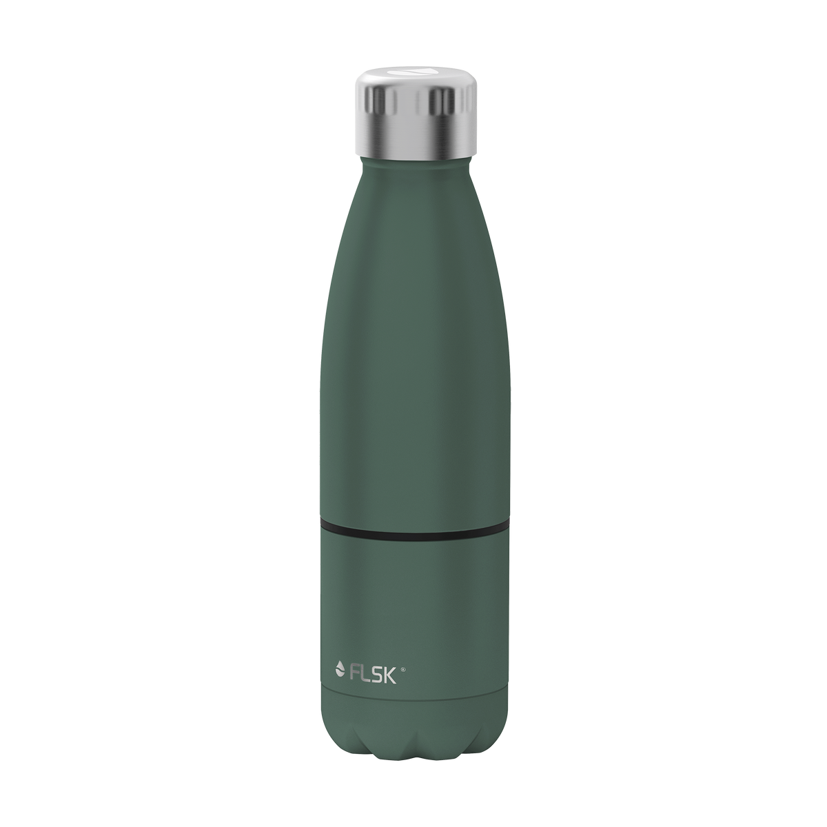 FLSK Trinkflasche mit Becher aus Edelstahl ridge green