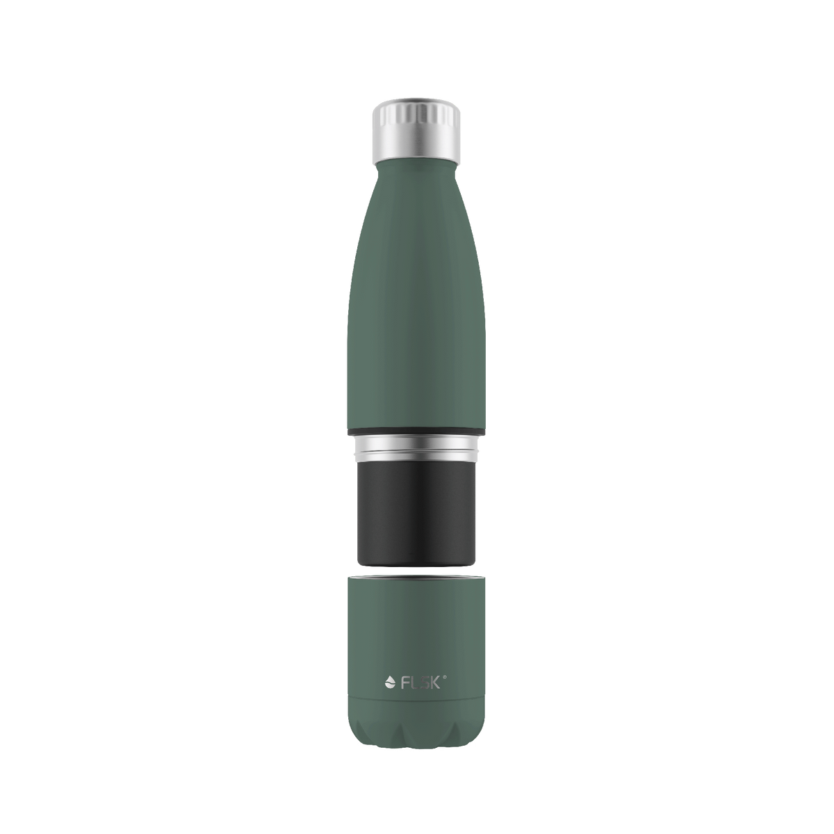 FLSK Trinkflasche mit Becher aus Edelstahl ridge green