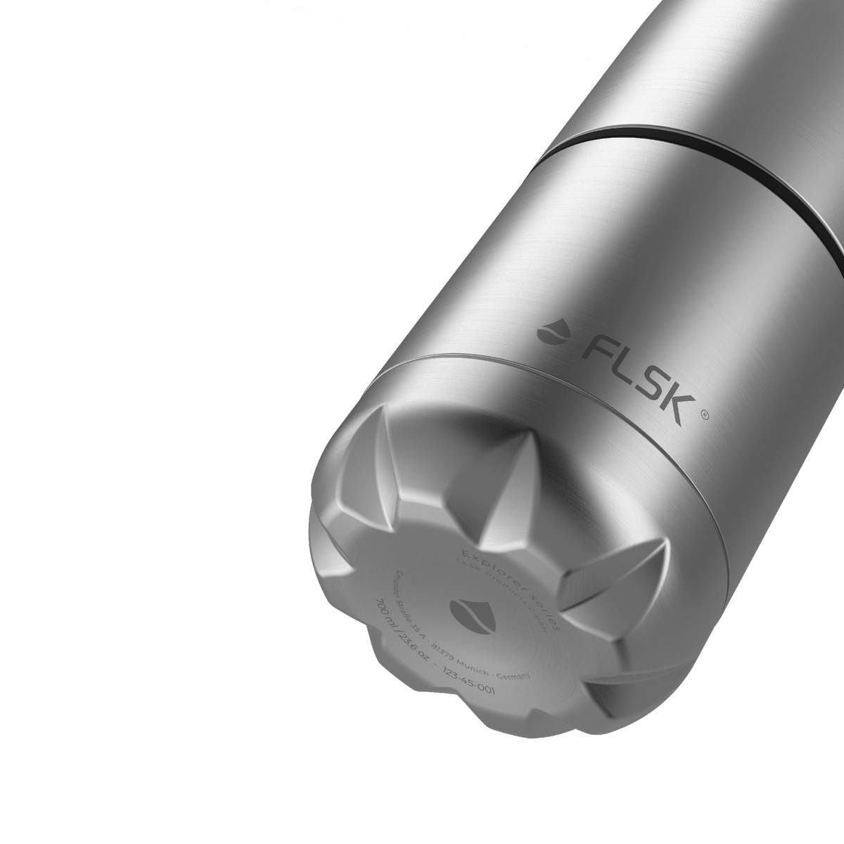 FLSK Trinkflasche mit Becher aus Edelstahl stainless