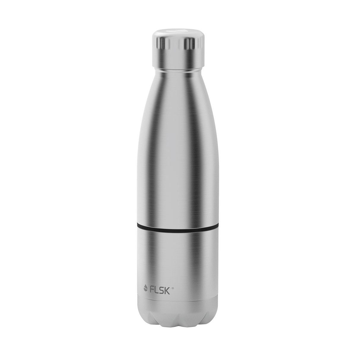 FLSK Trinkflasche mit Becher aus Edelstahl stainless