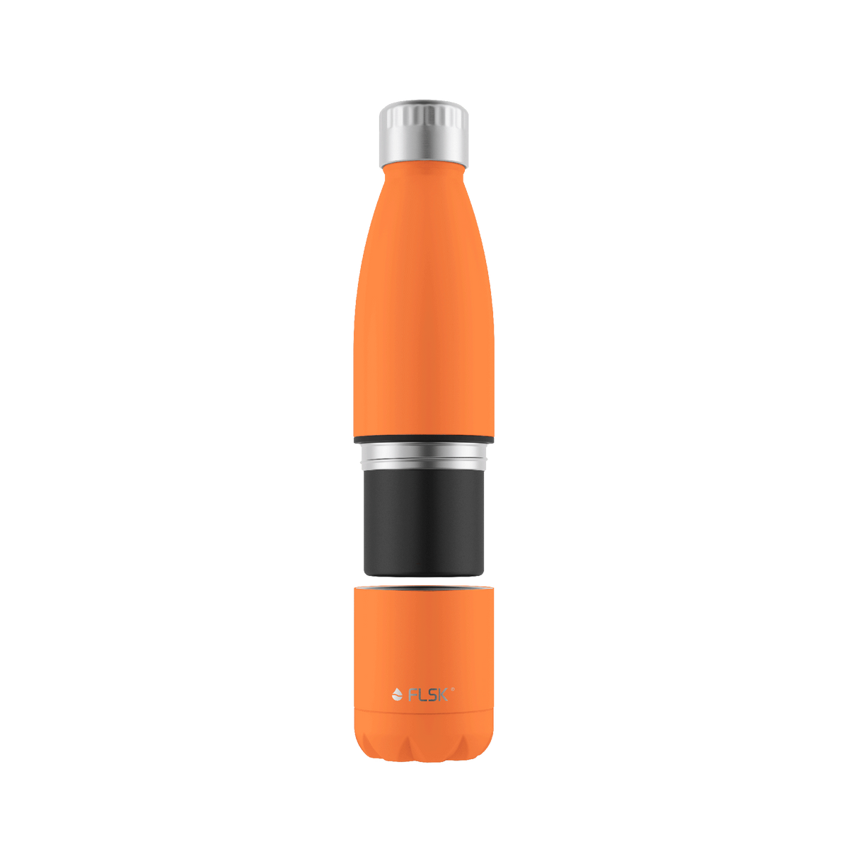 FLSK Trinkflasche mit Becher aus Edelstahl trail orange